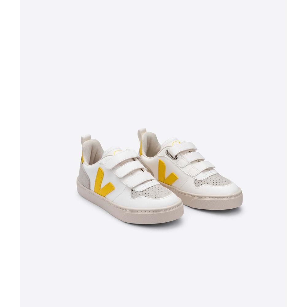 Veja V-10 STRAPS CWL Topanky Detske White/Orange | SK 802JPQ